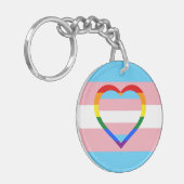 Transgender-vlag, Pride en Rainbow Heart/gender Sleutelhanger (Voorkant Links)