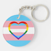 Transgender-vlag, Pride en Rainbow Heart/gender Sleutelhanger (Achterkant)