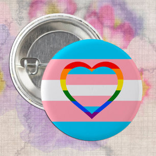 Transgender-vlag, regenbooghart en trots/geslacht ronde button 3,2 cm