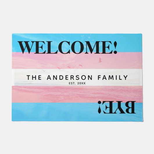 Transgender Vlag Strand Persoonlijke Welkom Deurmat (Voorkant)