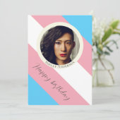 Transgender vlag trots transfoto verjaardag kaart (Staand voorkant)