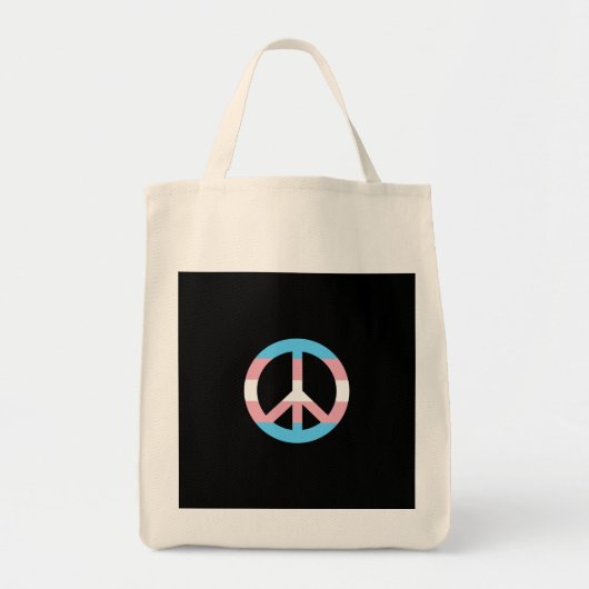 Transgender vlag vredesteken tote bag (Voorkant)