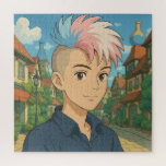 Transgender with Mohawk Anime Person | LGBTQIA Legpuzzel<br><div class="desc">Cute anime transgender person with a pink, blue and white Mohawk puzzle.</div>