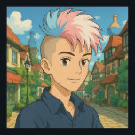 Transgender with Mohawk Anime Person | LGBTQIA Poster<br><div class="desc">Cute anime transgender person with a pink, blue and white Mohawk poster art.</div>