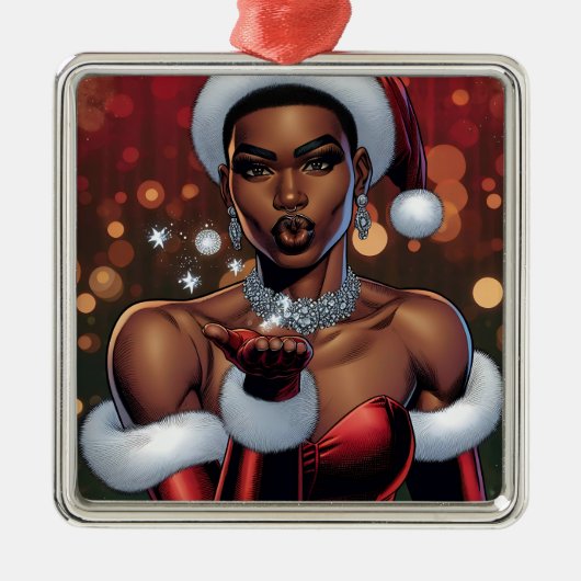 Transgender Woman Festive Christmas   Metalen Ornament (Voorkant)