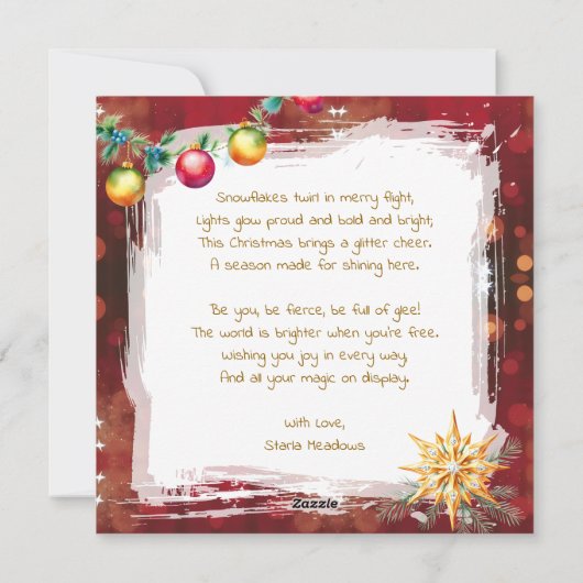 Transgender Woman Festive Christmas Poem Feestdagenkaart (Achterkant)