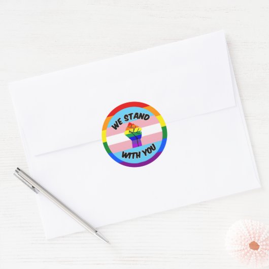Transgenderondersteuning Ronde Sticker (Envelop)