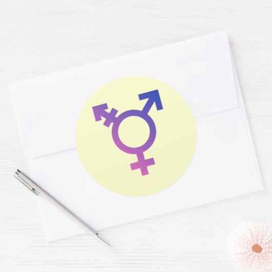 Transgendersymbool Ronde Sticker (Envelop)