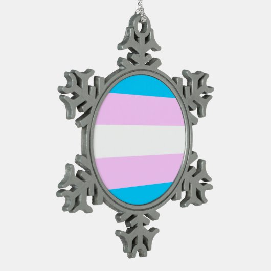 Transgendervlag Tin Sneeuwvlok Ornament (Links)