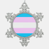 Transgendervlag Tin Sneeuwvlok Ornament (Voorkant)