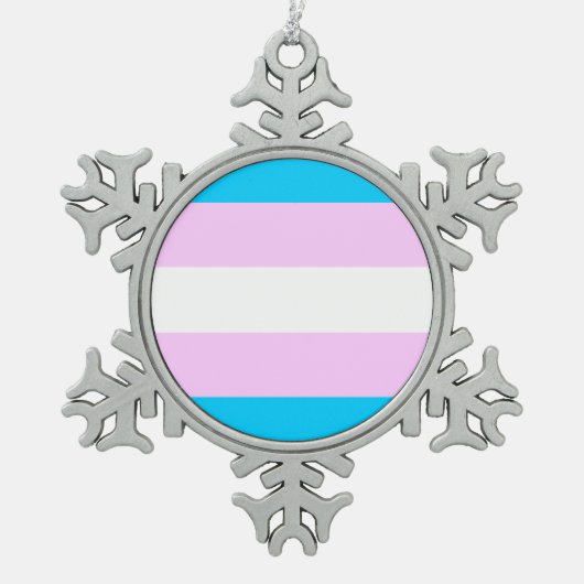 Transgendervlag Tin Sneeuwvlok Ornament (Voorkant)