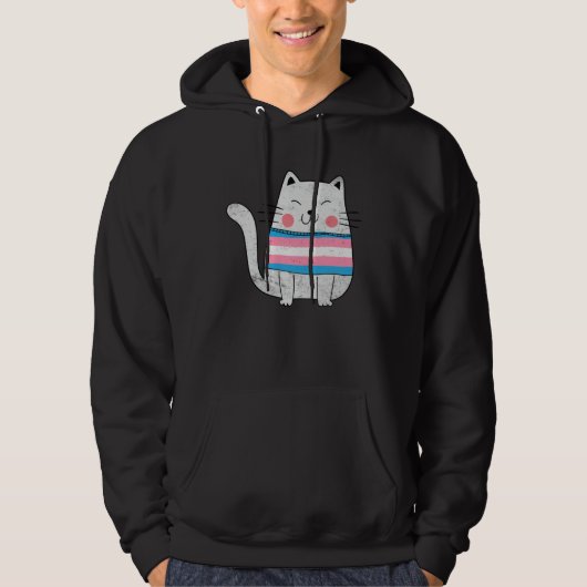 Transgenger Flag LGBTQ Cats Pride Cat Hoodie (Voorkant)