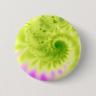 Transience ・ Fractal Art ・ Groen & Roze Ronde Button 5,7 Cm