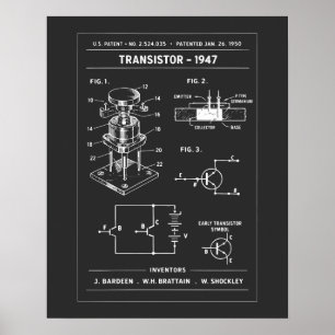 Transistor Octrooi Blauwdruk Poster