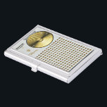 transistorradio visitekaarthouder<br><div class="desc">transistor-radio in kleur,  wit en goudkleur</div>