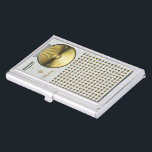 transistorradio visitekaarthouder<br><div class="desc">transistor-radio in kleur,  wit en goudkleur</div>