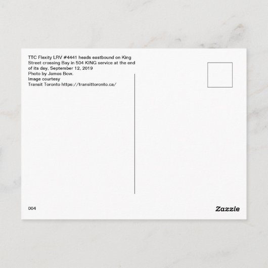 Transit Toronto Briefkaart 004 - Flexibiliteit bij (Achterkant)