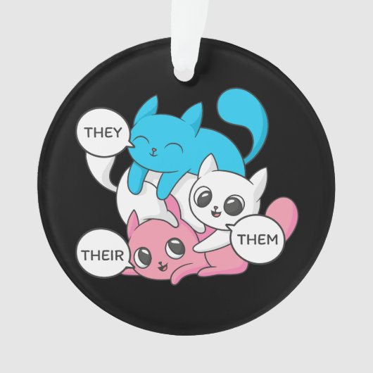 Transkatten gebruiken hun voornaamwoorden transgen ornament (voorkant)