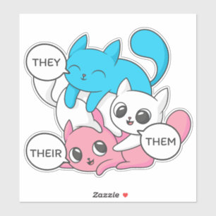 Transkatten gebruiken hun voornaamwoorden transgen sticker