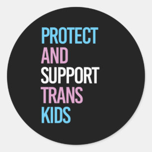 Transkinderen beschermen en steunen ronde sticker