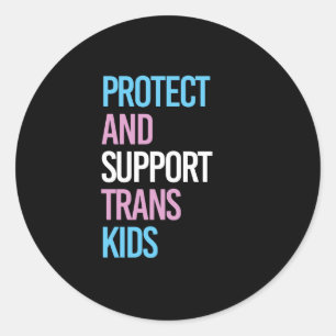 Transkinderen beschermen en steunen ronde sticker