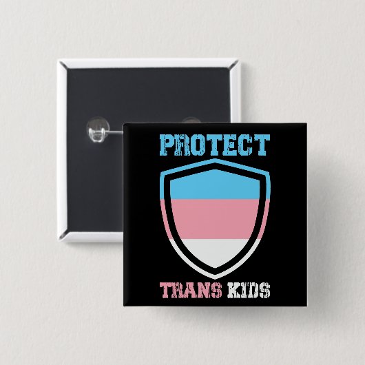 TransKinderen beschermen Vierkante Button 5,1 Cm (Voorkant /achterkant)