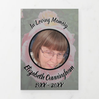 Translucent Variegated Pink Roses Floral Photo Drieluik Aankondiging