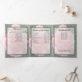 Translucent Variegated Pink Roses Floral Photo Drieluik Aankondiging (Binnen)