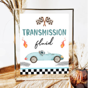 Transmissie Fluid Race Auto Twee Snelle Verjaardag Poster