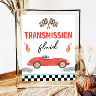 Transmissie Fluid Race Auto Twee Snelle Verjaardag Poster