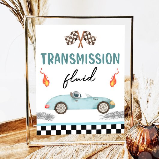 Transmissie Fluid Race Auto Twee Snelle Verjaardag Poster