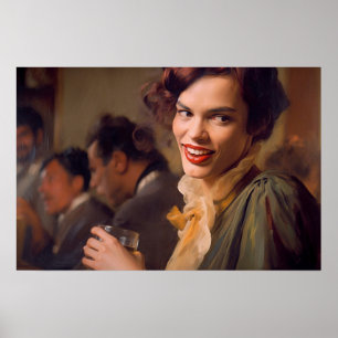 Transoman geniet van een drink met vrienden poster