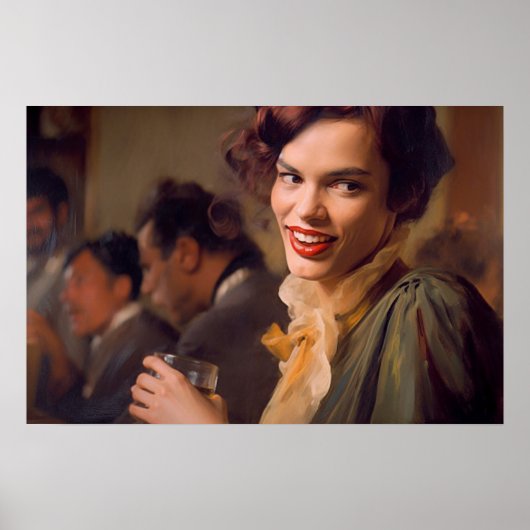 Transoman geniet van een drink met vrienden poster (Voorkant)