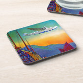 Transpacific Reizen Artwork Hard Plastic Onderzett Bier Onderzetter (Linkerzijde)