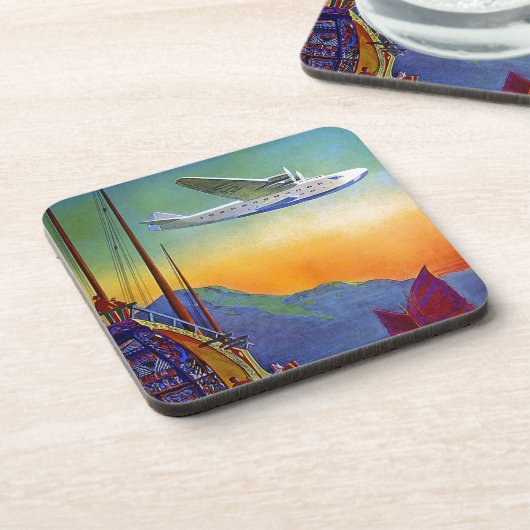 Transpacific Reizen Artwork Hard Plastic Onderzett Bier Onderzetter (Linkerzijde)