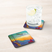 Transpacific Reizen Artwork Hard Plastic Onderzett Bier Onderzetter (Rechterzijde)