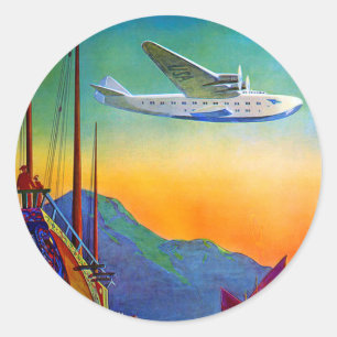 Transpacific Reizen Kunst Ronde Sticker