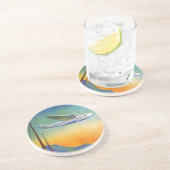 Transpacific Reizen Kunstwerk Zandsteen Onderzette Zandsteen Onderzetter (Zijkant)