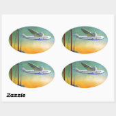  Transpacific Verre Oosten Reizen Ovale Sticker (Vel)