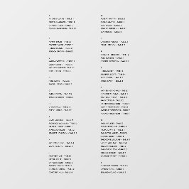 Transparant alfabetisch zitplaatskaart Alleen name Raamsticker