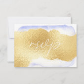 Transparant Blauw Gouden Folie RSVP Reactie Kaart (Achterkant)