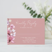 Transparant Bloemen Monogram Stoffig Roos Bruiloft RSVP Kaartje (Staand voorkant)