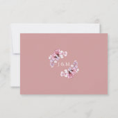 Transparant Bloemen Monogram Stoffig Roos Bruiloft RSVP Kaartje (Achterkant)