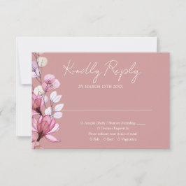 Transparant Bloemen Monogram Stoffig Roos Bruiloft RSVP Kaartje