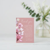 Transparant Bloemen Stoffig Roos Bruiloft Dank u Plaatskaartje (Staand voorkant)