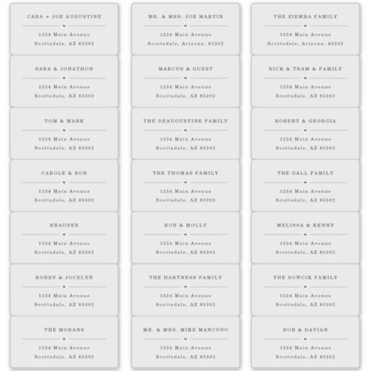 Transparant bruiloft gast Adresetiketten Sticker (Voorkant)