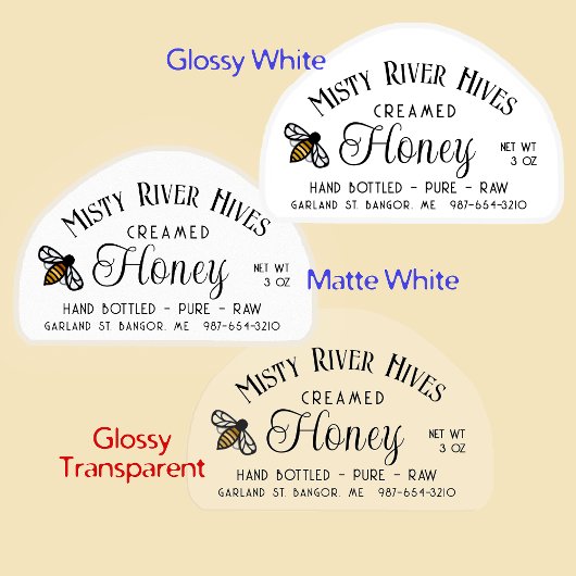 Transparant Creamed Honey Label 3 oz Skep Jar