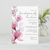 Transparant Dusty Roos Bloemen Bruidsmeisjes Lunch Kaart (Staand voorkant)