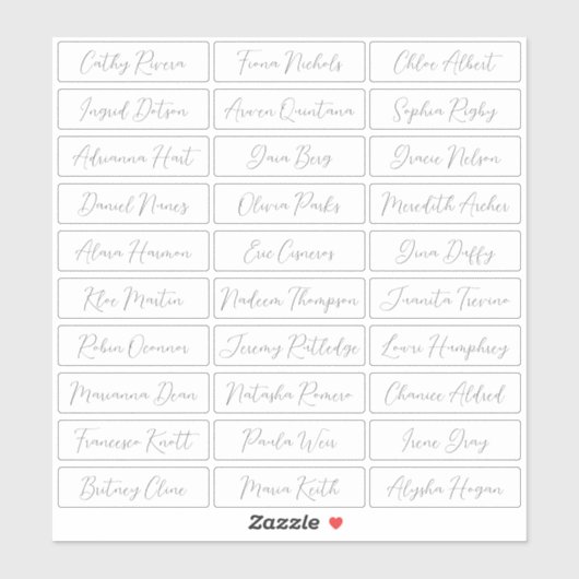 Transparant Eenvoudig romantisch Script gastenname Sticker (Vel)