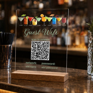Transparant Gast WiFi Bord met QR Code
